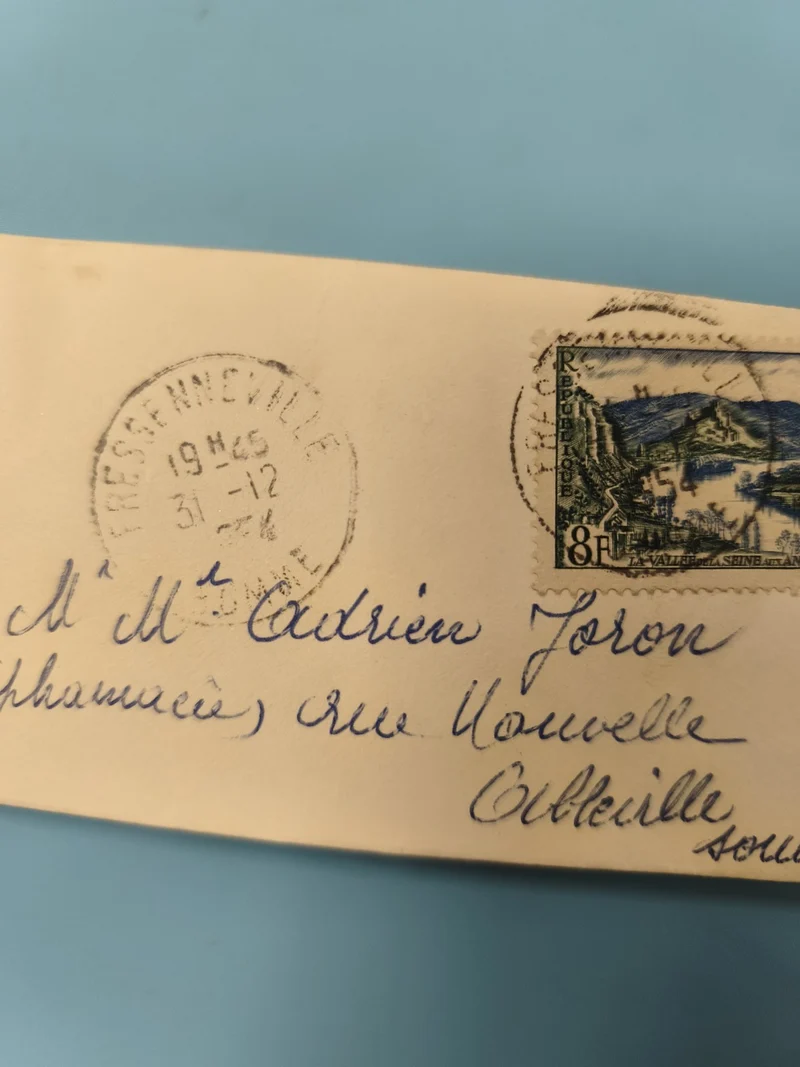 Ancienne enveloppe oblitérée 1946 philatélie timbre France Val de Seine