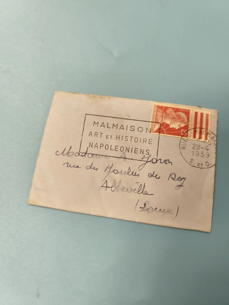 Ancienne enveloppe oblitérée 1959 philatélie Malmaison timbre Marianne vintage