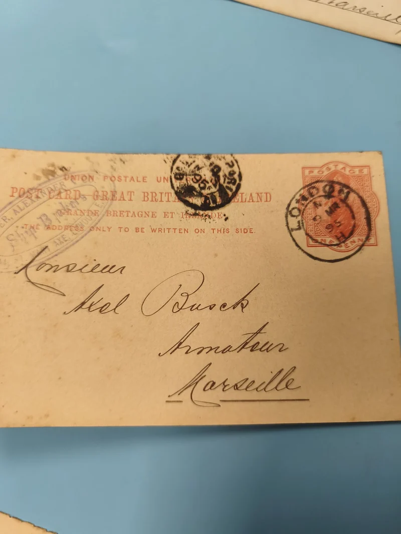 Ancienne enveloppe oblitérée XIXe philatélie Londres Marseille vintage
