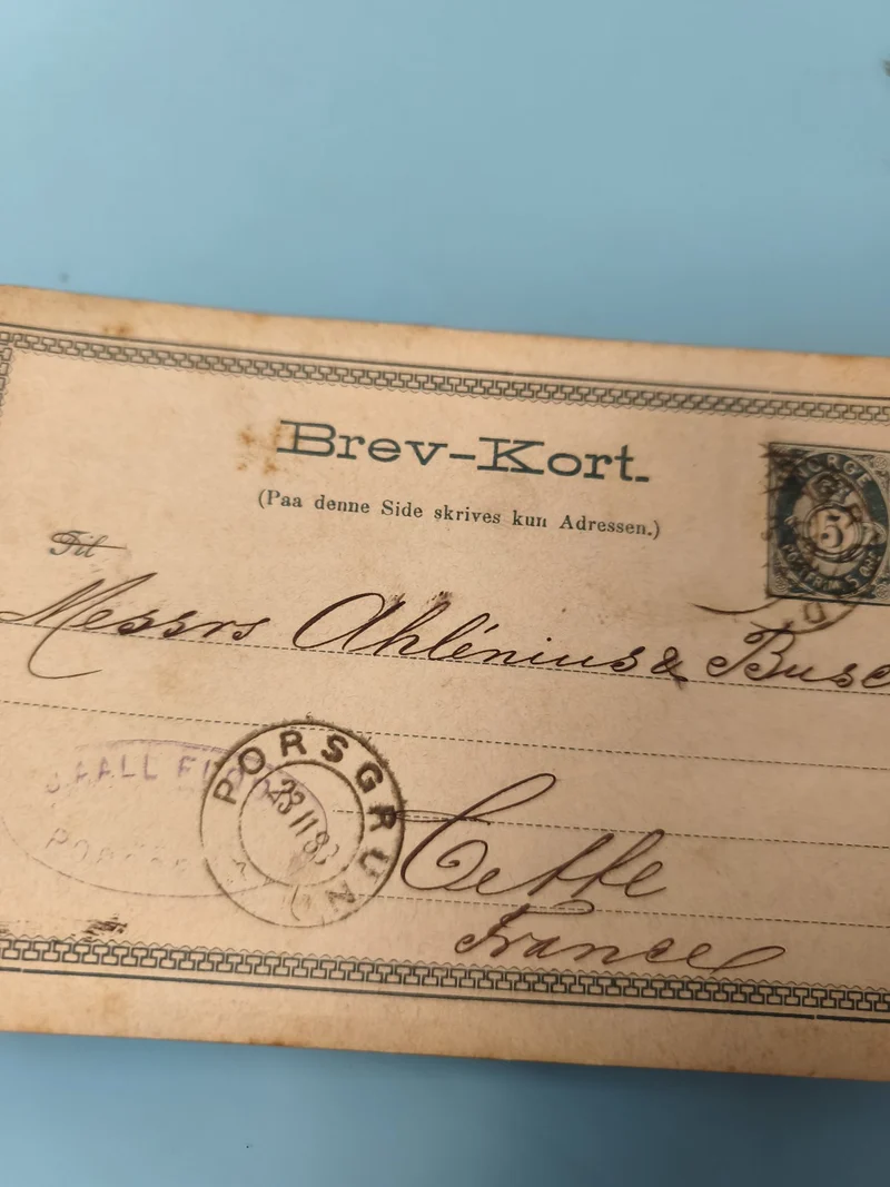 Ancienne enveloppe oblitérée XIXe Brev-Kort Norvège philatélie (Ref 9)