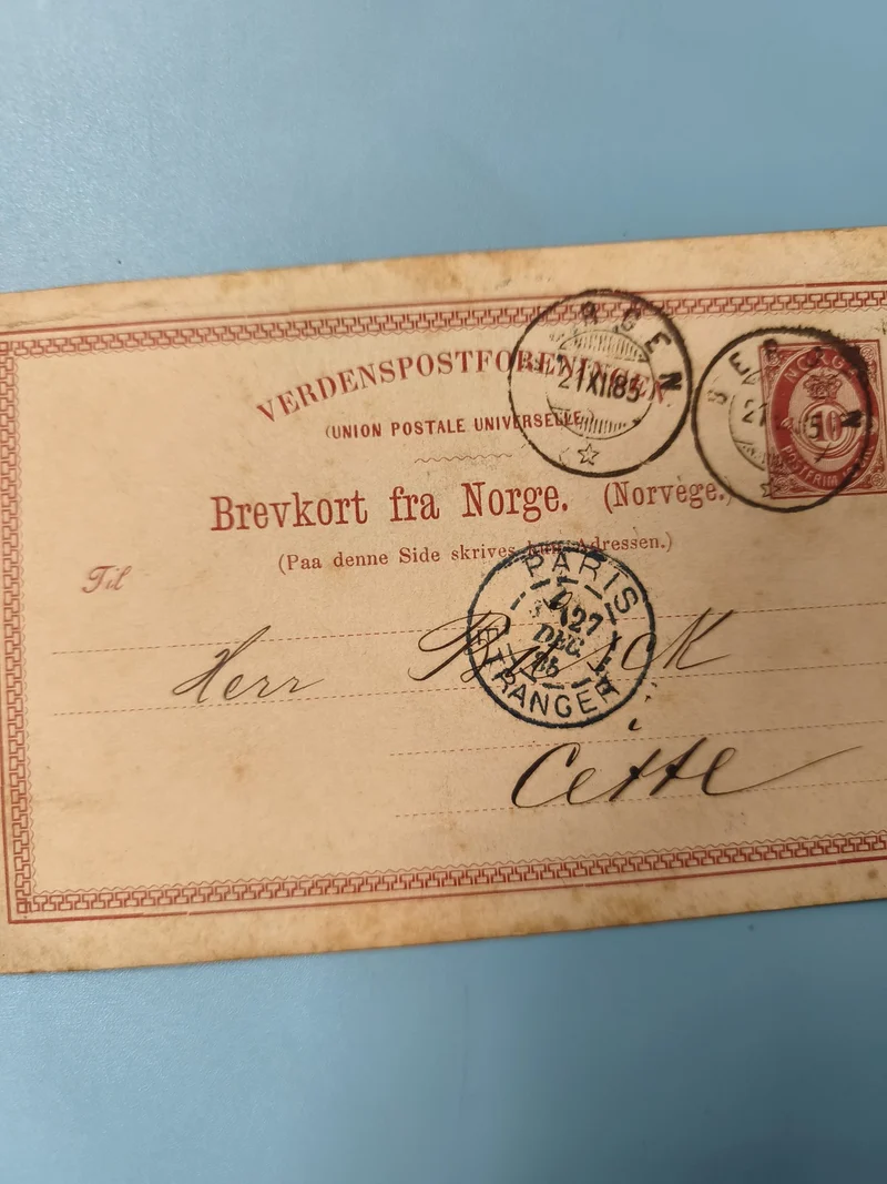 Ancienne enveloppe oblitérée Norvège XIXe philatélie carte postale vintage