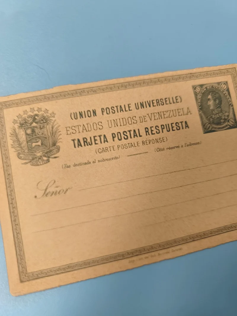 Ancienne carte postale Union Postale Universelle Venezuela réponse vintage (Ref