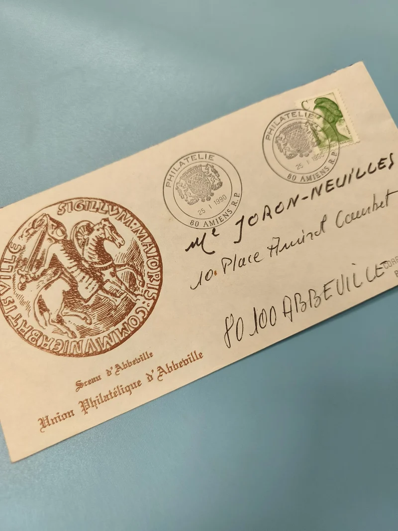 Ancienne enveloppe FDC Abbeville 1980 ? Timbre et cachet philatélique Amiens