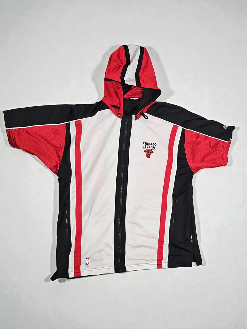 Veste rétro Chicago Bulls Champion XXL sans manches capuche années 90 vintage