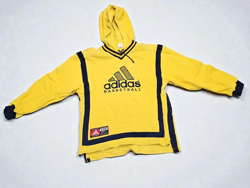 Sweat à capuche Adidas jaune 90s, taille XL 16 ans, hoodie logo sport unisexe