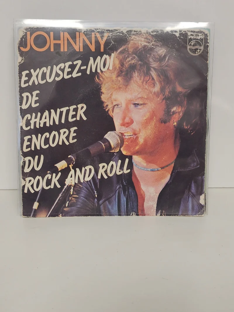Disque 45 tours ancien Johnny Hallyday vinyle vintage collection très bon état
