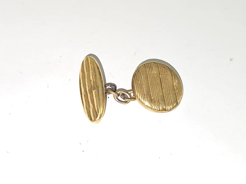 Ancien bouton de manchette fantaisie vintage plaqué or rétro collection homme