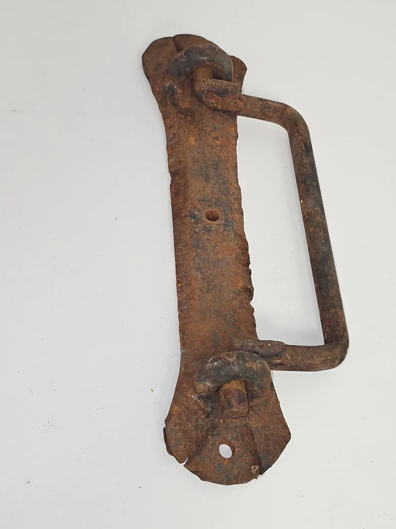 Poignée de porte ancienne XIXe fer massif carré vintage rétro collection France