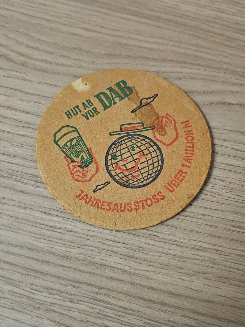 Sous-bock vintage DAB Export ancien, collection bière rétro, objet publicitaire