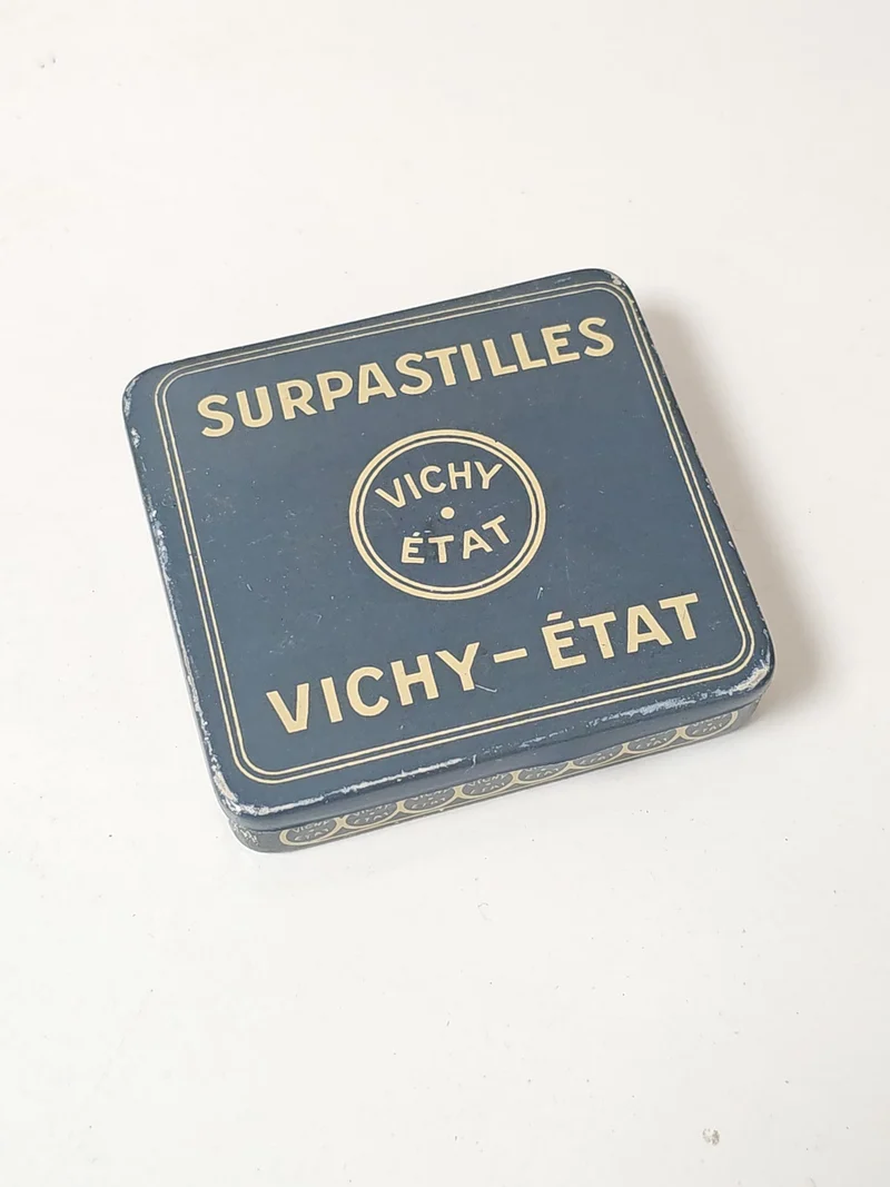 Petite boîte publicitaire ancienne Vichy rétro, collection vintage déco rare