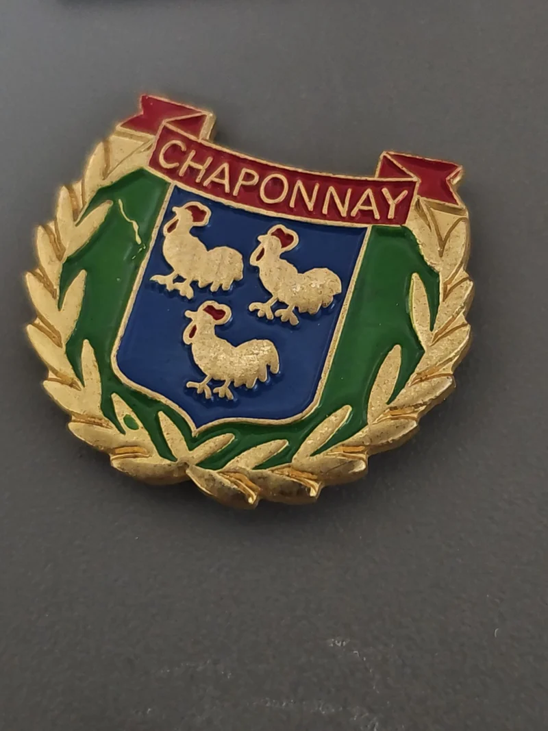 Pin's ancien Chaponnay vintage rétro collection badge broche France rare