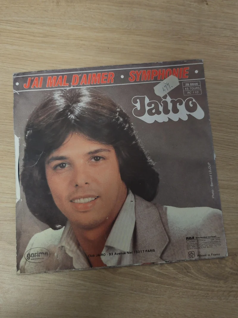 Vinyle 45 tours ancien Jairo rétro, disque vintage collection, chanson française