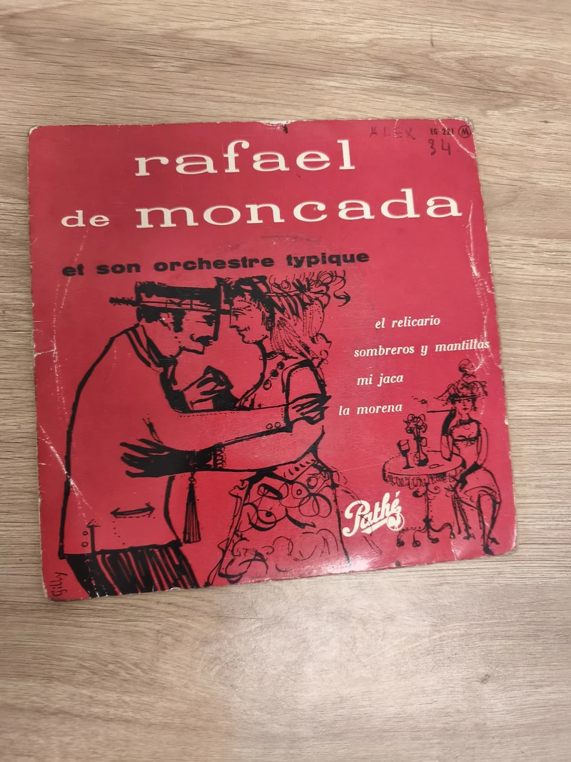 Vinyle 45 tours Rafael de Moncada et son orchestre typique Pathé pochette rouge