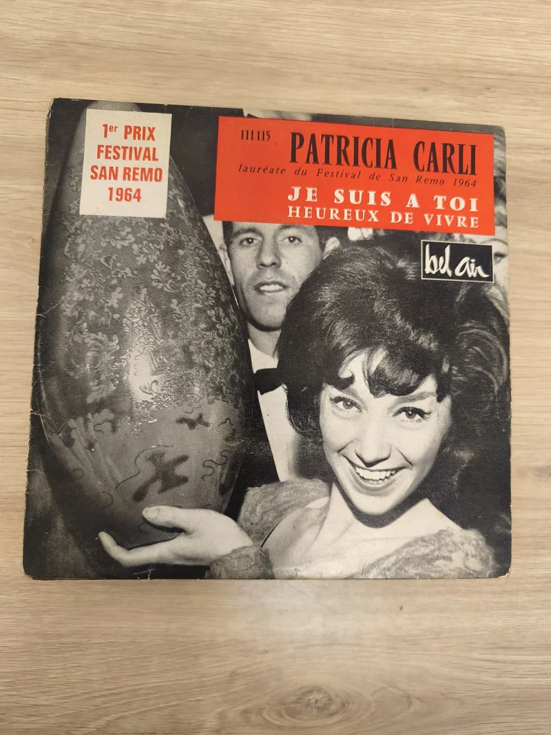 Vinyle 45T Patricia Carli Je suis à toi Heureux de vivre Festival San Remo 1964