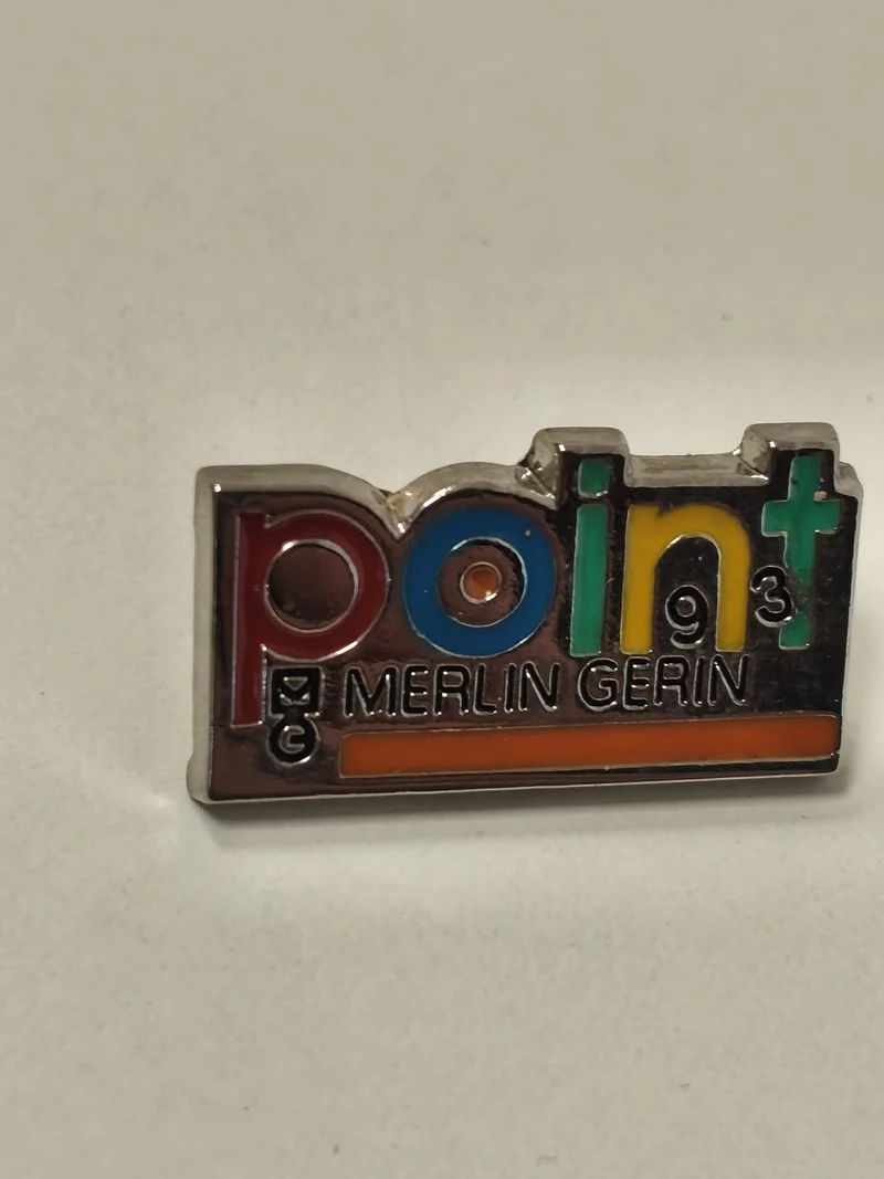 Pin's rétro ancien Merlin Gerin point, badge vintage collection électricité rare