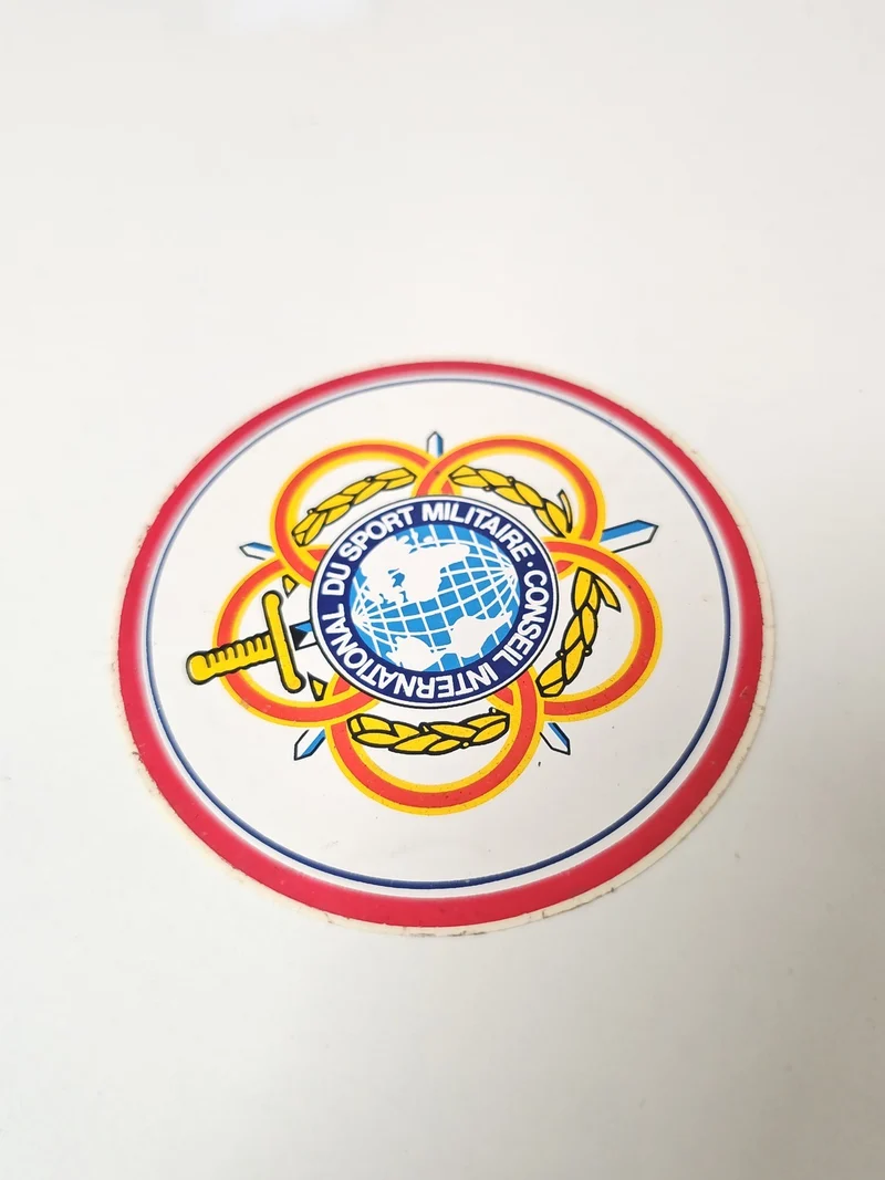 Vintage autocollant publicitaire ancien Conseil International du Sport Militaire