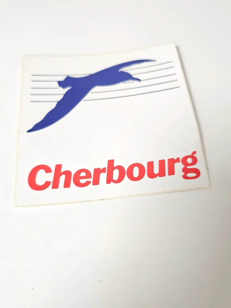 Vintage grand autocollant publicitaire Cherbourg ancien rétro collection déco