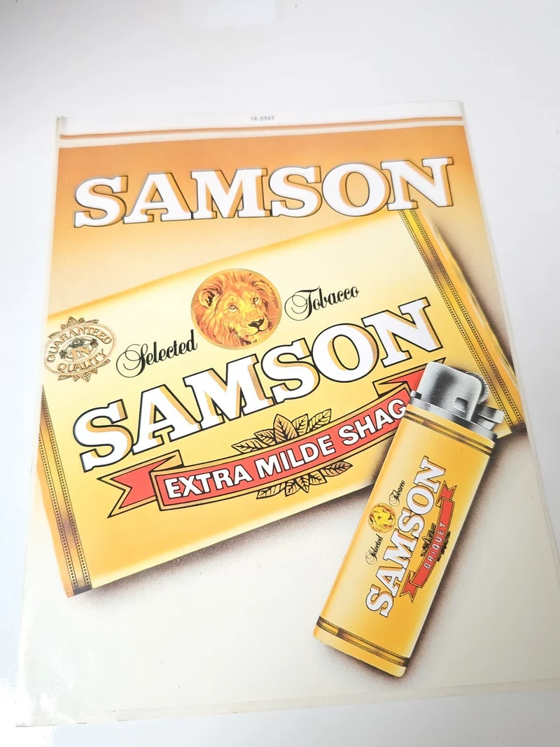 Vintage grand autocollant publicitaire Samson ancien rétro collection décoration