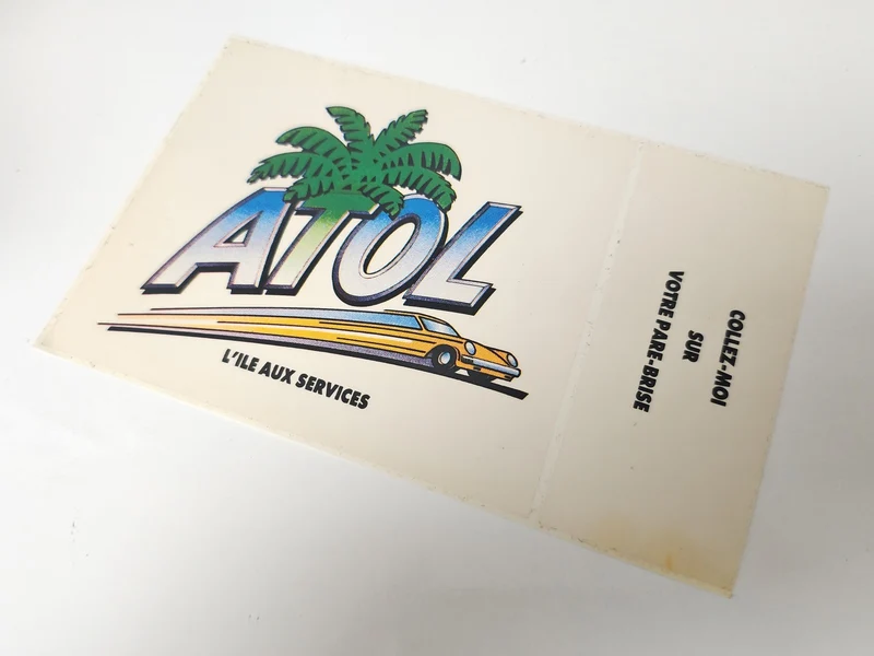 Vintage autocollant publicitaire ancien Atol grand format rétro collection déco