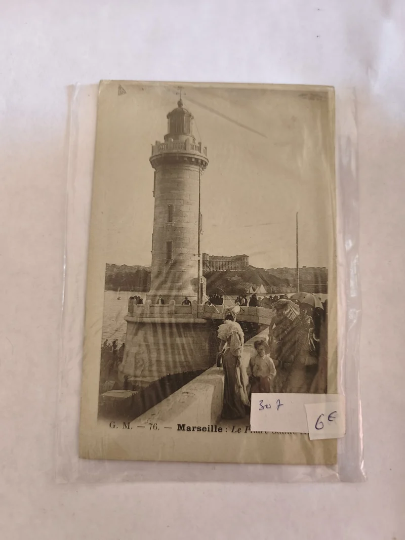 Carte postale vintage Marseille Phare ancienne, collection France rétro rare