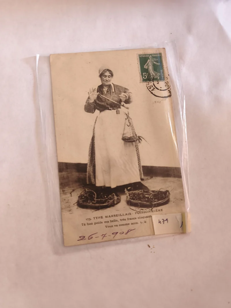 Carte postale ancienne vintage Marseille métiers scène de rue rétro collection