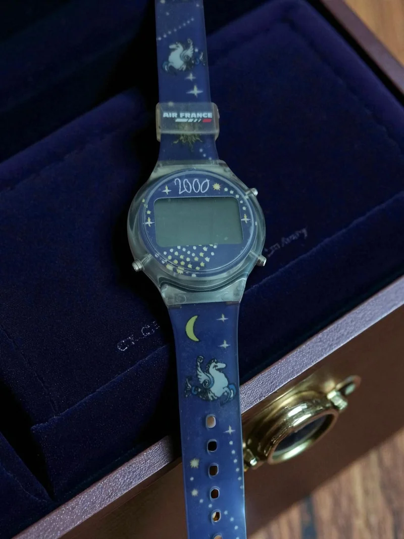 Montre vintage homme Air France Concorde publicitaire, ancien modèle à tester
