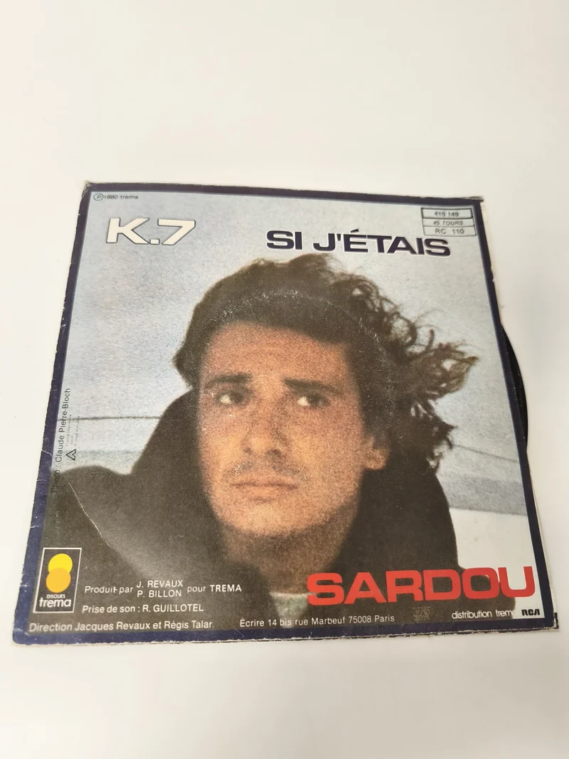 Vintage 45T Michel Sardou ancien disque vinyle rétro collection chanson français