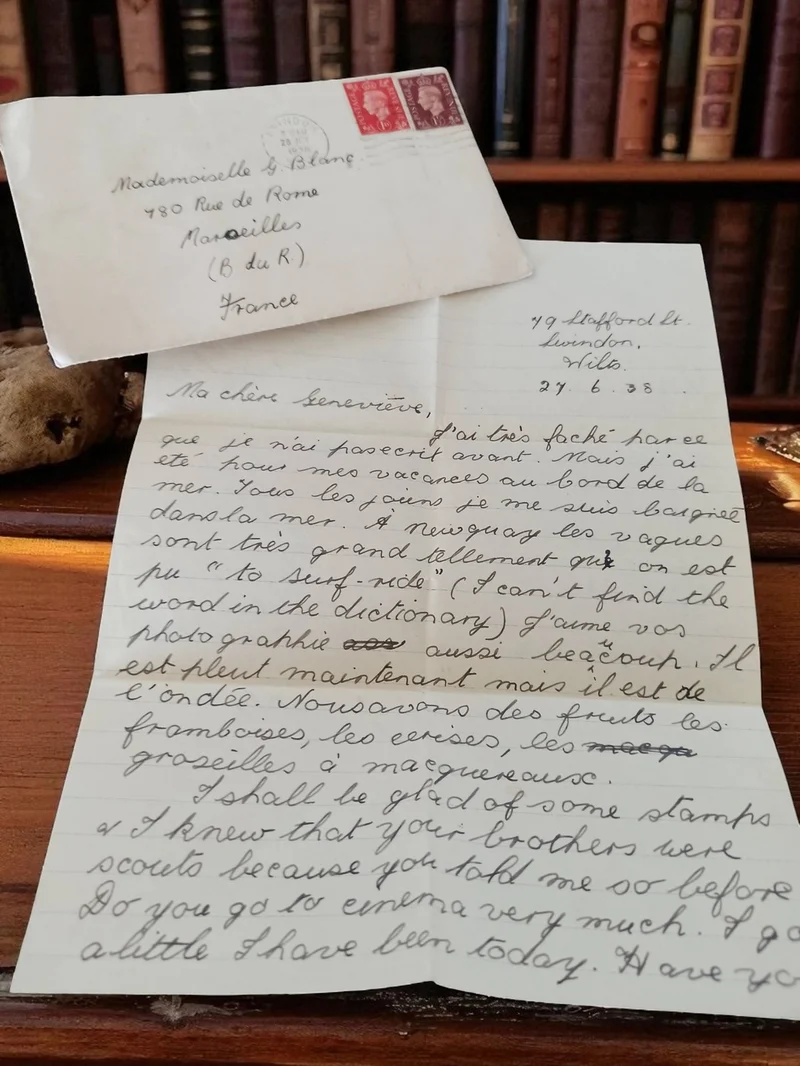 Lettre ancienne manuscrite 1938 pré Seconde Guerre vintage correspondance Genevi