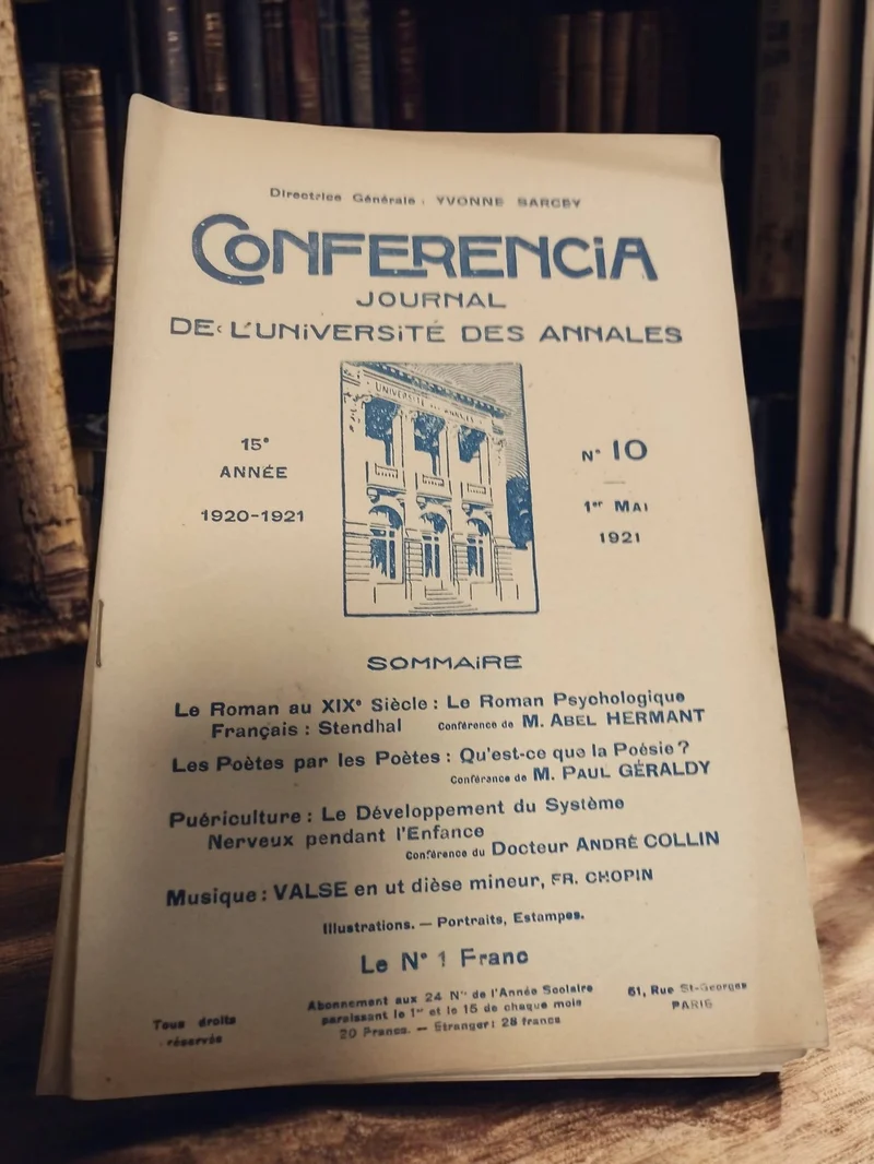 Journal universitaire ancien Conférencia 1921 rétro Université des Annales