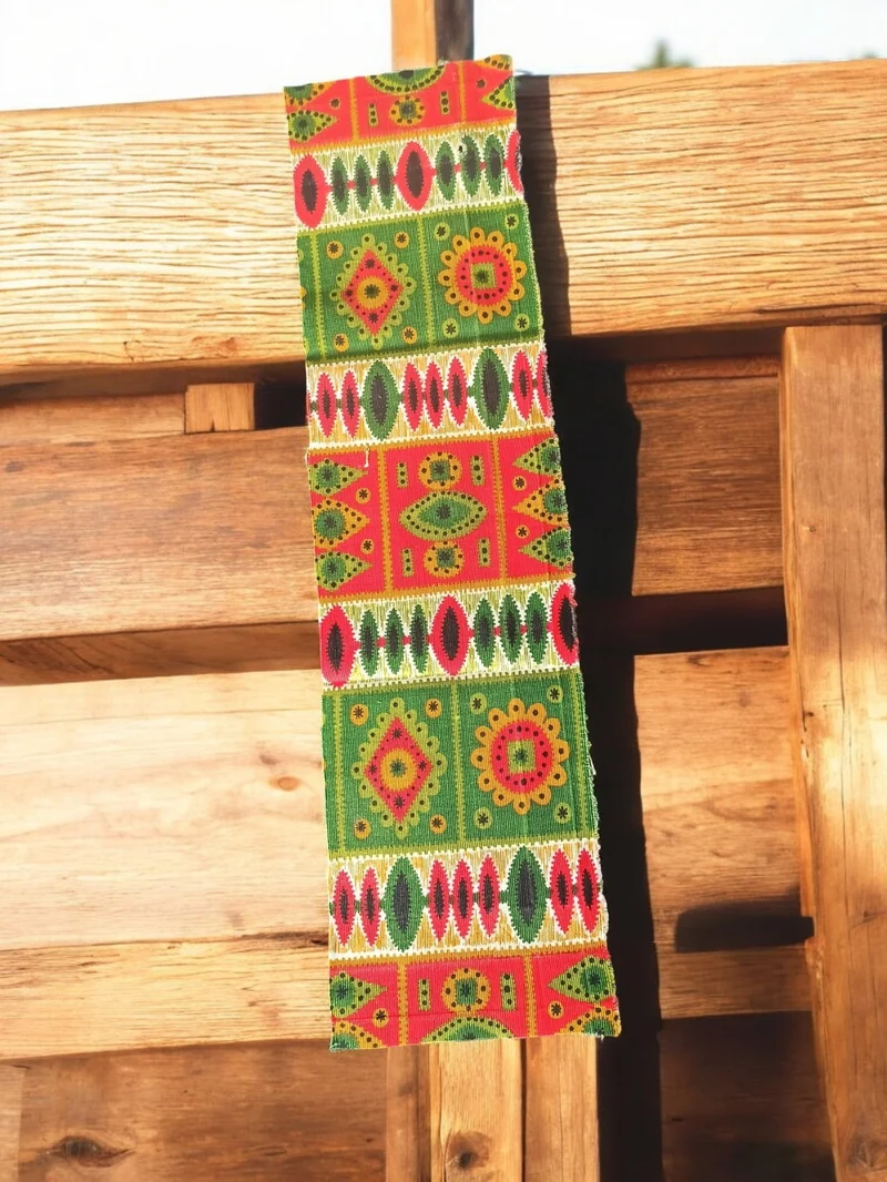 Tissu vintage années 60 motif géométrique rouge vert rétro ancien décoration