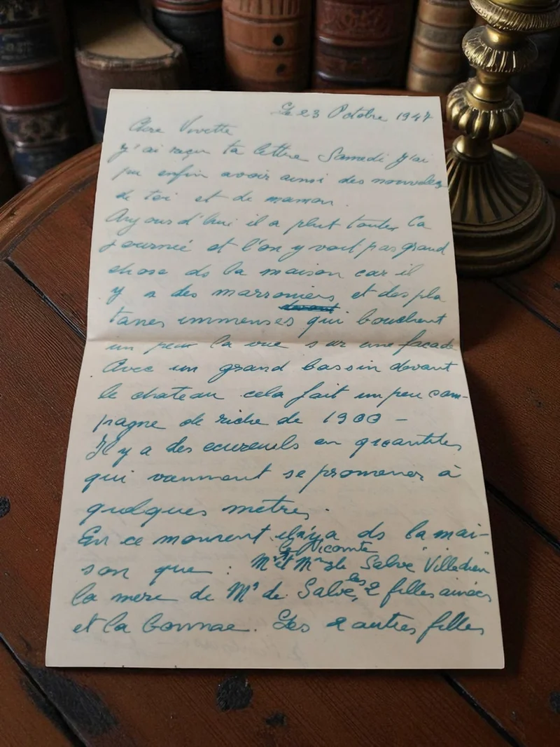 Lettre manuscrite ancienne 1947 vintage bleu adressée Vivette post WWII