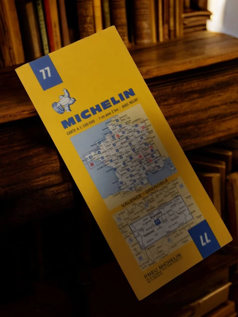 Carte routière Michelin 77 Valence Grenoble vintage jaune rétro décoration