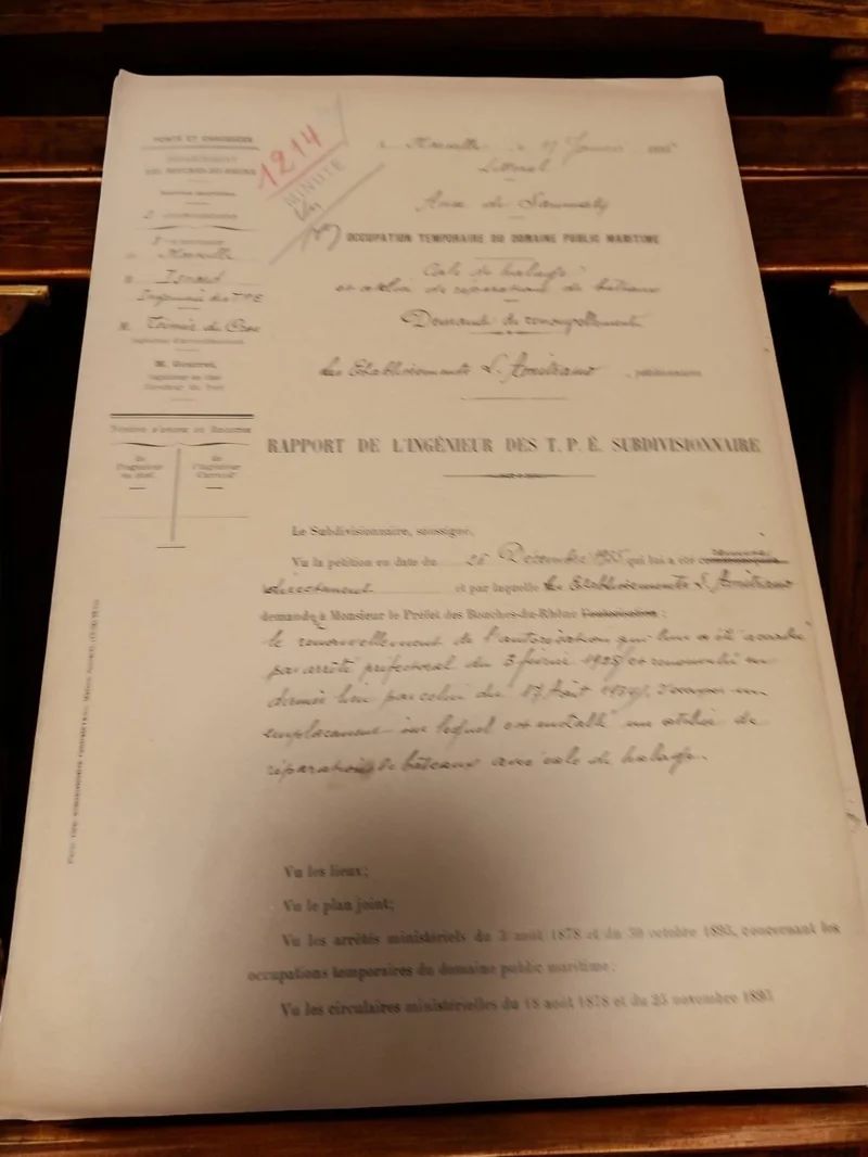 Document administratif ancien Marseille 1885 rapport ingénieur TPE subdivisionna