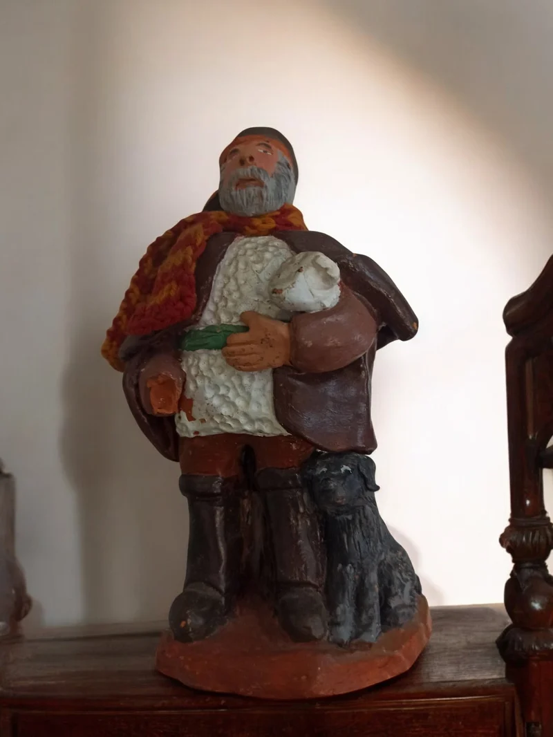 Santon ancien signé Gilbert berger mouton chien vintage décoration