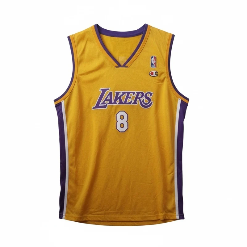 Maillot NBA vintage Lakers Bryant Champion jaune n°8 rétro basket collection