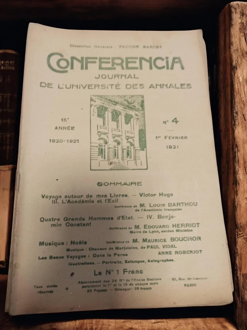 Journal universitaire ancien Conferencia 1921 rétro années 1920 Université Annal