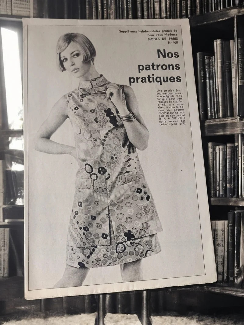 Patron de couture vintage robe tunique 60s Modes de Paris N°1011 ancien
