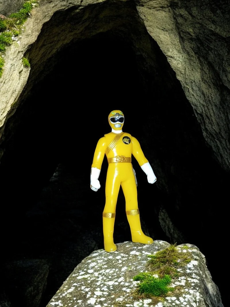 Figurine Power Rangers Jaune Bandai vintage, costume jaune, années 90