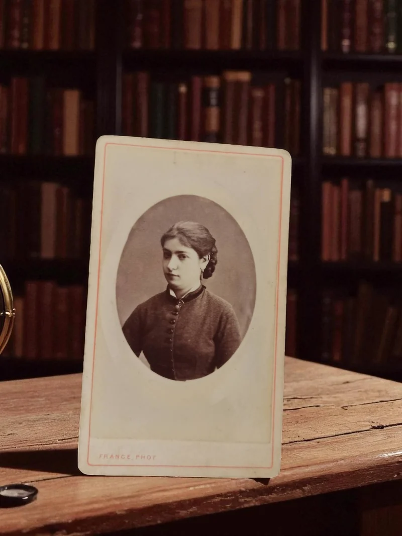 Photographie ancienne portrait femme XIXe cabinet de curiosités vintage
