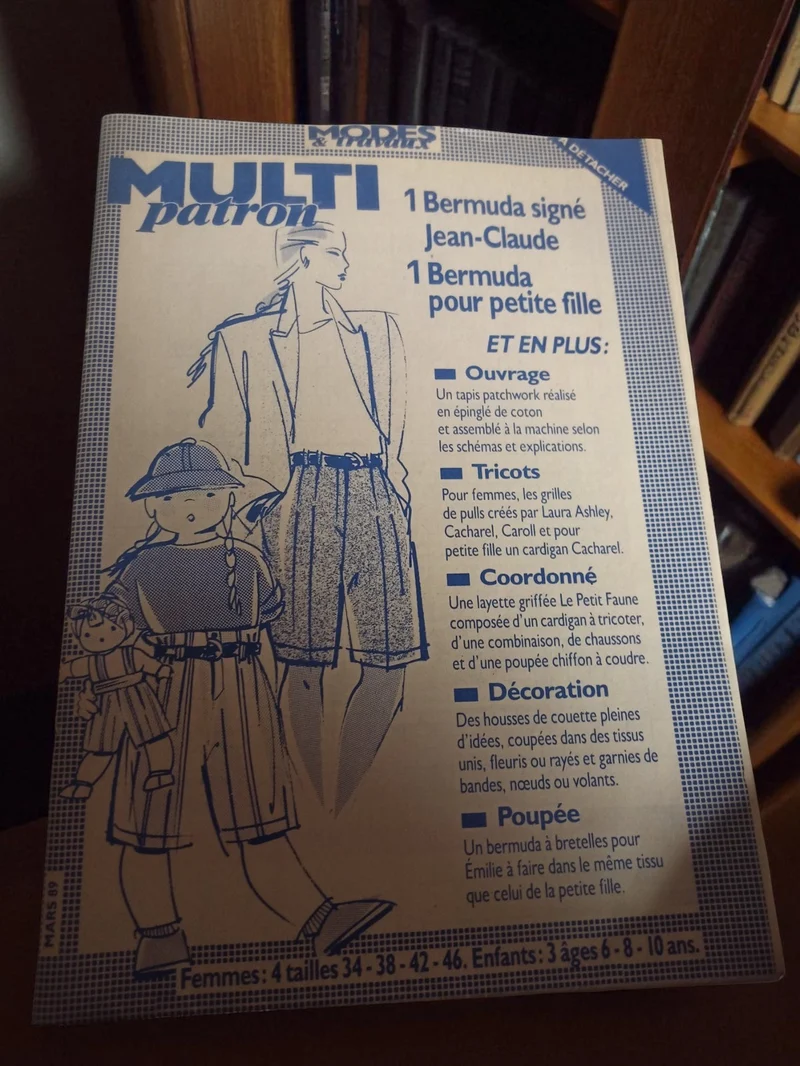 Patron couture vintage Modes & Travaux bermuda femme fille années 80 rétro