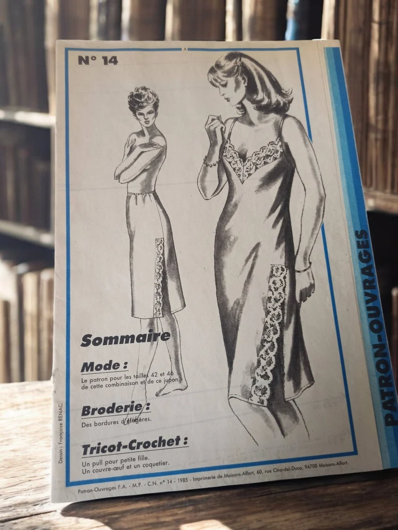 Patron couture vintage 1985 combinaison jupon femme N°14 rétro ancien