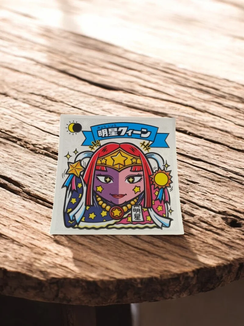 Carte autocollant Bikkuriman Meisei Queen Japon manga rétro coloré