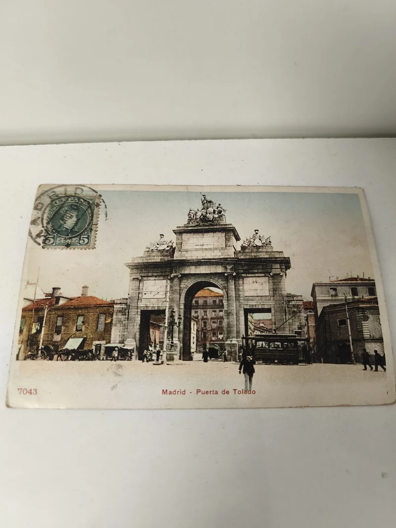 Carte postale vintage ancienne Madrid Puerta de Toledo rare collection Espagne