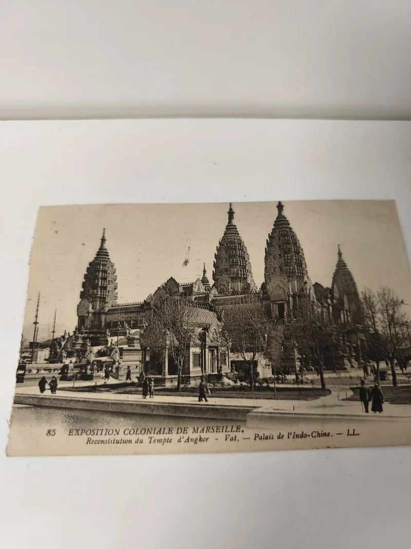 Carte postale vintage Exposition coloniale Marseille ancien souvenir rétro colle