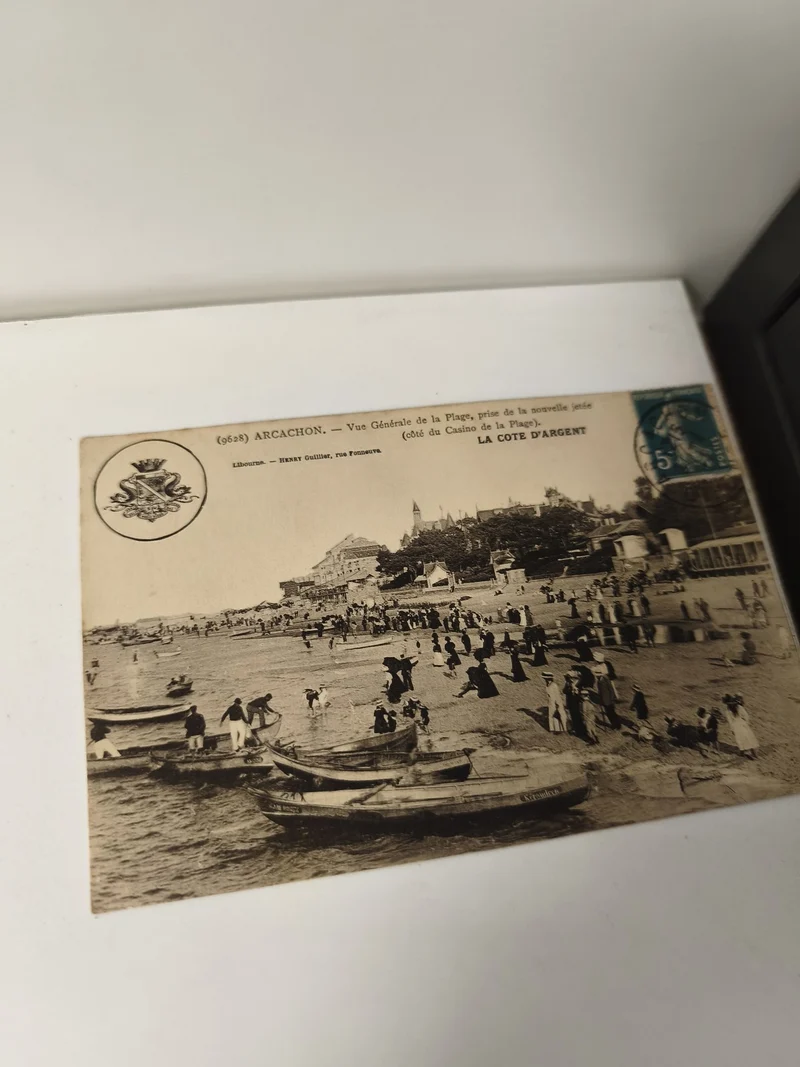 Carte postale vintage Arcachon ancienne, collection rétro France, souvenir d'épo
