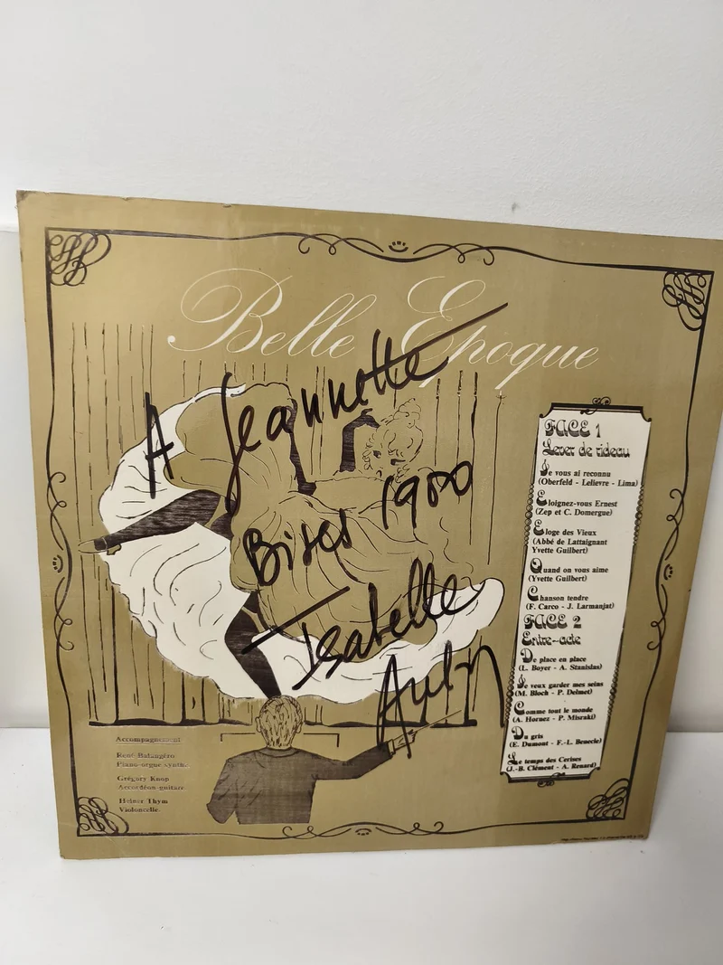 Vintage disque vinyle 33 tours Belle Époque Isabelle dédicacé ancien collector