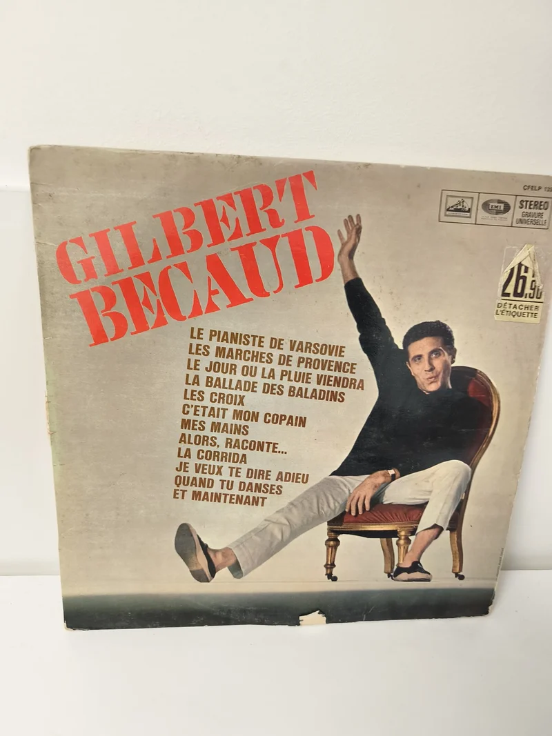 Vintage vinyle 33T ancien disque Gilbert Bécaud collection rétro chanson françai