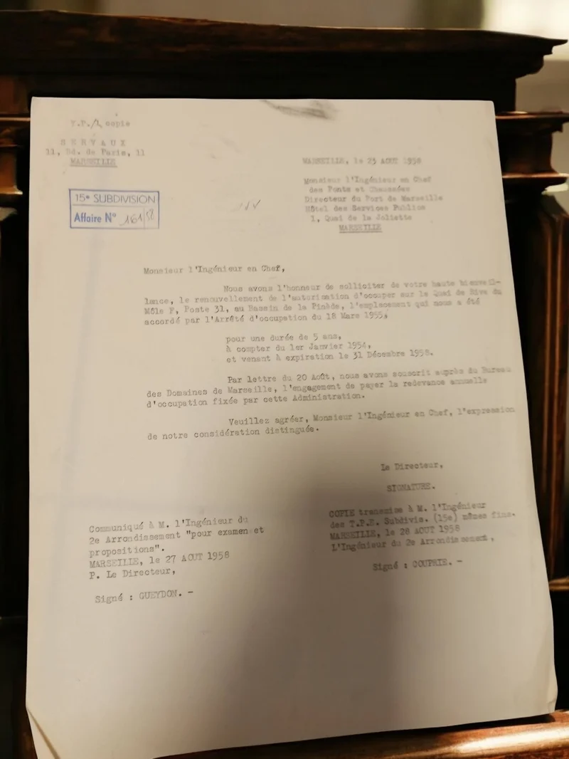 Document administratif Marseille 1958 travaux publics hydraulique vintage