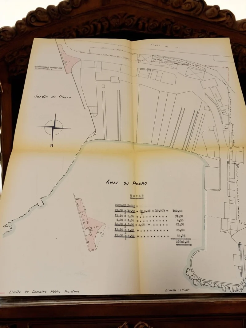 Plan ancien Marseille Anse du Pharo Jardin Pharo vintage années 1930-40 travaux