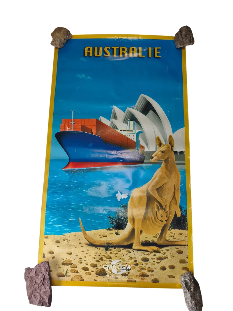 Affiche ancienne vintage CMA CGM Australie grand format décoration marine rétro